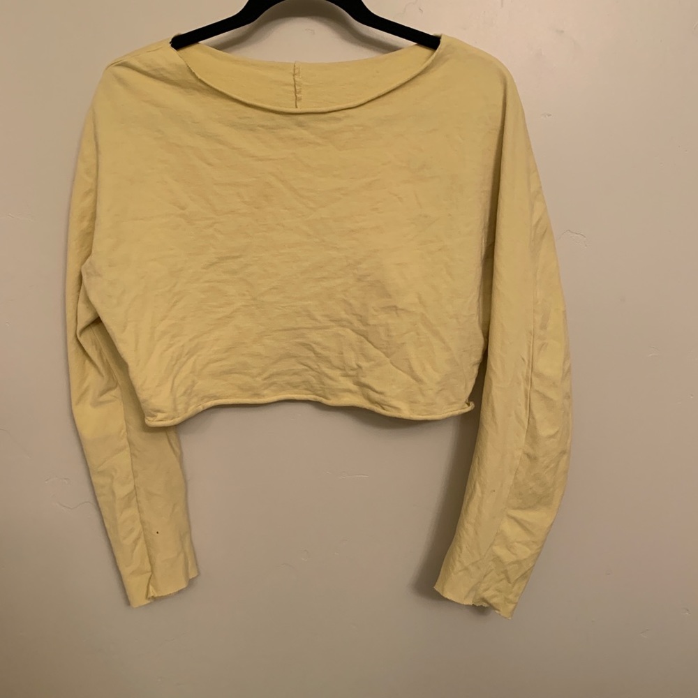 zara yellow cropped shirt